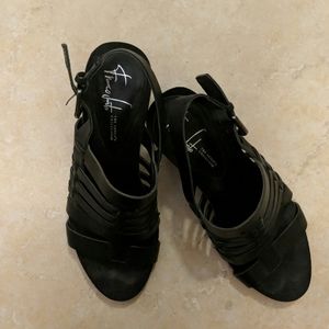 Black Franco Sartostrappy sandals with 1" heels